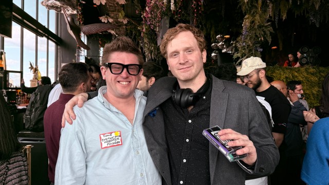 Patrick and his friend from Scotland at a tech week networking event